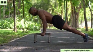 'body fitness| health| A Woman Exercising| Man Doing Incline Push-Ups |Man Doing Triceps Dip Exercise'