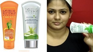 'Lotus Herbal 3 in 1 Face cleanser & Sun block with SPF 40+++ | Review and Demo | Lavandis'