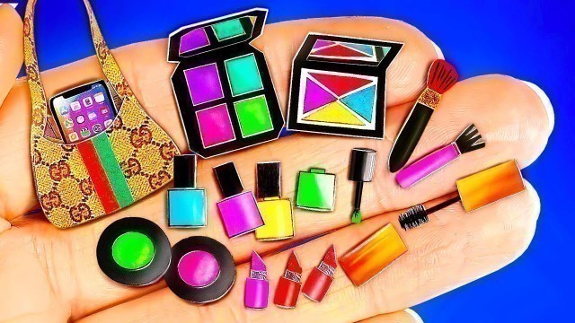 '18 DIY PAPER COSMETICS FOR BARBIE AND LOL DOLL/ PAPER LIPSTICK, MASCARA, EYE SHADOW / REAL WORK!'