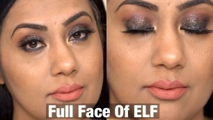 'Full Face Of Elf Cosmetics | Black Eye Makeup Look | Elf Liquid Eyeshadow | Medium Brown Indian Skin'