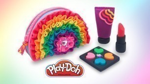 'Play Doh Barbie Dolls Cosmetics Set. How to Make Rainbow Makeup. DIY for Girls'