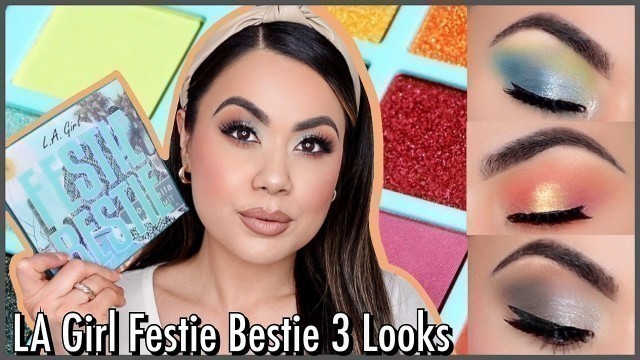 'LA Girl Fesite Bestie Eyeshadow Palette 3 Eye Looks Makeup Tutorial'