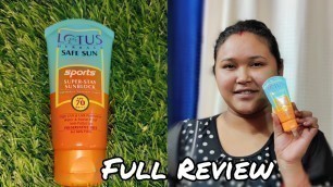 'LOTUS HERBALS SAFE SUN SPORTS SUPER STAY SUNBLOCK Full Review|Spf 70 pa+++ Sunscreen| Best Sunscreen'