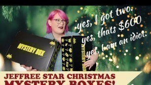 'Unboxing two black swallow jeffree star mystery boxes. Yes $600 of boxes jsc cosmetics black swallow'