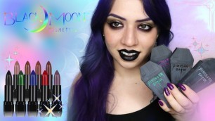 'Black Moon Cosmetics SINISTER SATIN Lipsticks - Lip swatches & Review'