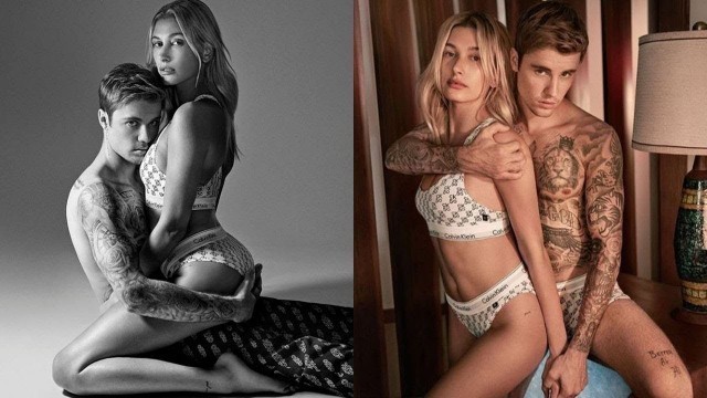 'Hailey Bieber Straddles Husband Justin As They Pose In Calvin Klein Underwear'