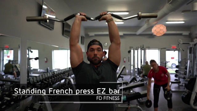 'Standing french press with ez bar - FD Fitness'