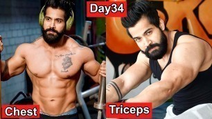 'Day34|| Chest And Triceps Workout|| Pre Workout Meal|| Fat To Shredd Series'