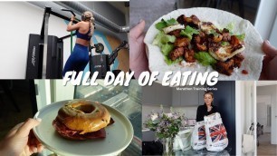 'FULL DAY OF EATING | Marathon Training series | Full arm day workout | Weekly food shop haul'