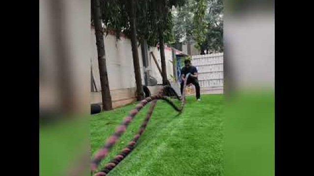 'Battle ropes wrkout#crossfit#functional#fitnesslovers#motivation#gymholic'