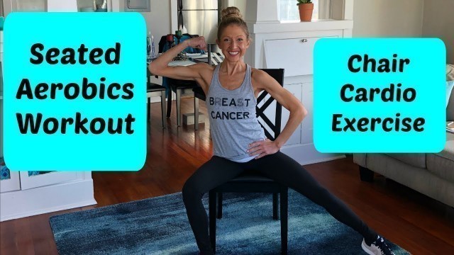 'Seated aerobics workout. Full length chair exercise video.'