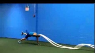 'Advanced Core Exercise - Single Arm Single Leg Plank Battle Ropes Exercise for Abs'