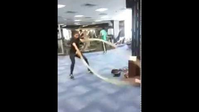 'Actress Rakul Preet Singh, battling ropes at 360 Degree Fitness! You Go girl!!!'