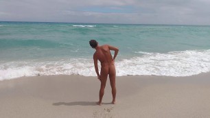'Naked oblique workout at nude beach'