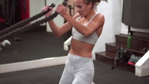 'Model Workout - Battle Ropes for arms and core - abs workout targetting obliques w Ally Courtnall'