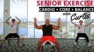 'Chair exercises for seniors- Cardio, Core and Balance exercise for older adults. Fun senior fitness.'