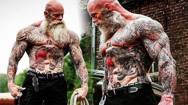 'REAL LIFE KRATOS - Tattooed Grandfather - Juan Rekers Workout Motivation'