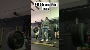 '80s meathead deadlifts 645lbs in jeans #shorts #fitness'