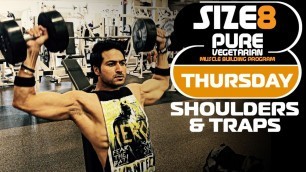 'SIZE-8 | THURSDAY - Shoulders & Traps | Pure Vegetarian Muscle Building Program by Guru Mann'